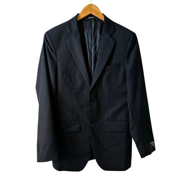 Nordstrom New Mens Blazer Trim Fit Tech Smart 2 Button Wool Blend Black Size 36S